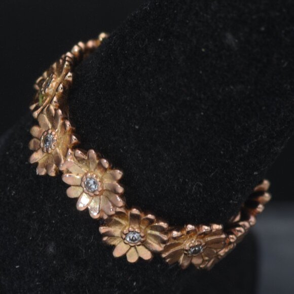 Pandora - Vintage 14k Rose Gold Plated CZ Daisy Crown Band - Size 6 - Picture 2 of 4